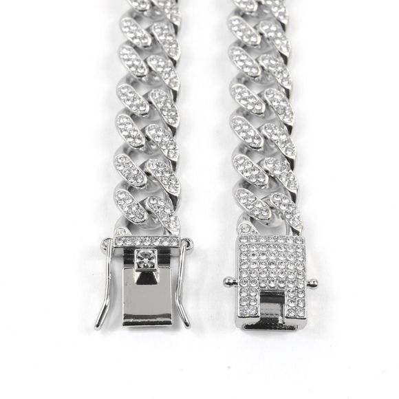 Cuban Link Bracelet Iced Out Silver - Picture 3 of 4